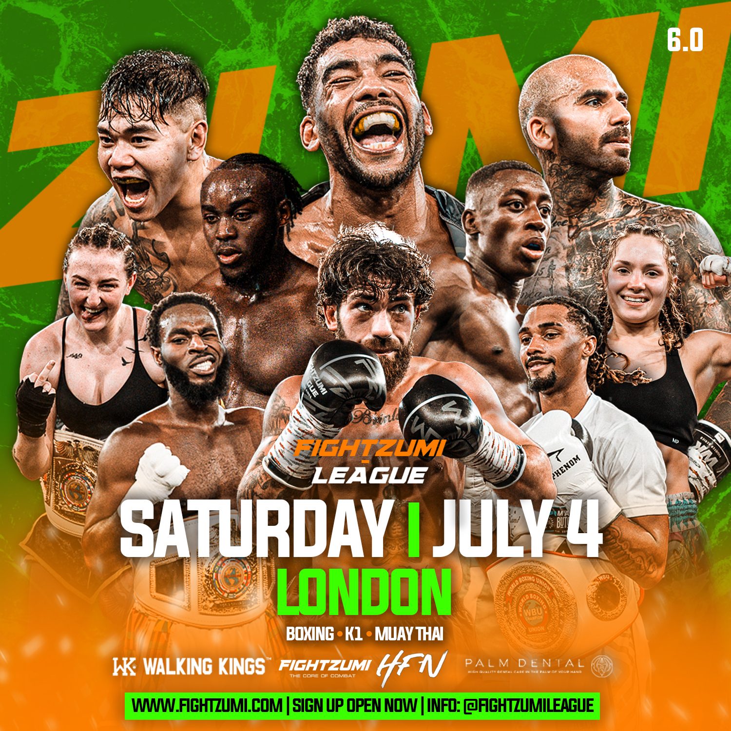 Fightzumi 6.0 fight night poster — Saturday July 4, London